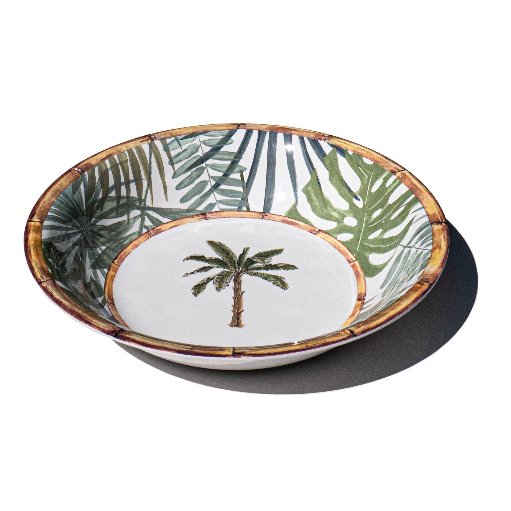 Abode Homewares Rainforest Palm Melamine Serving Bowl Green 13.8