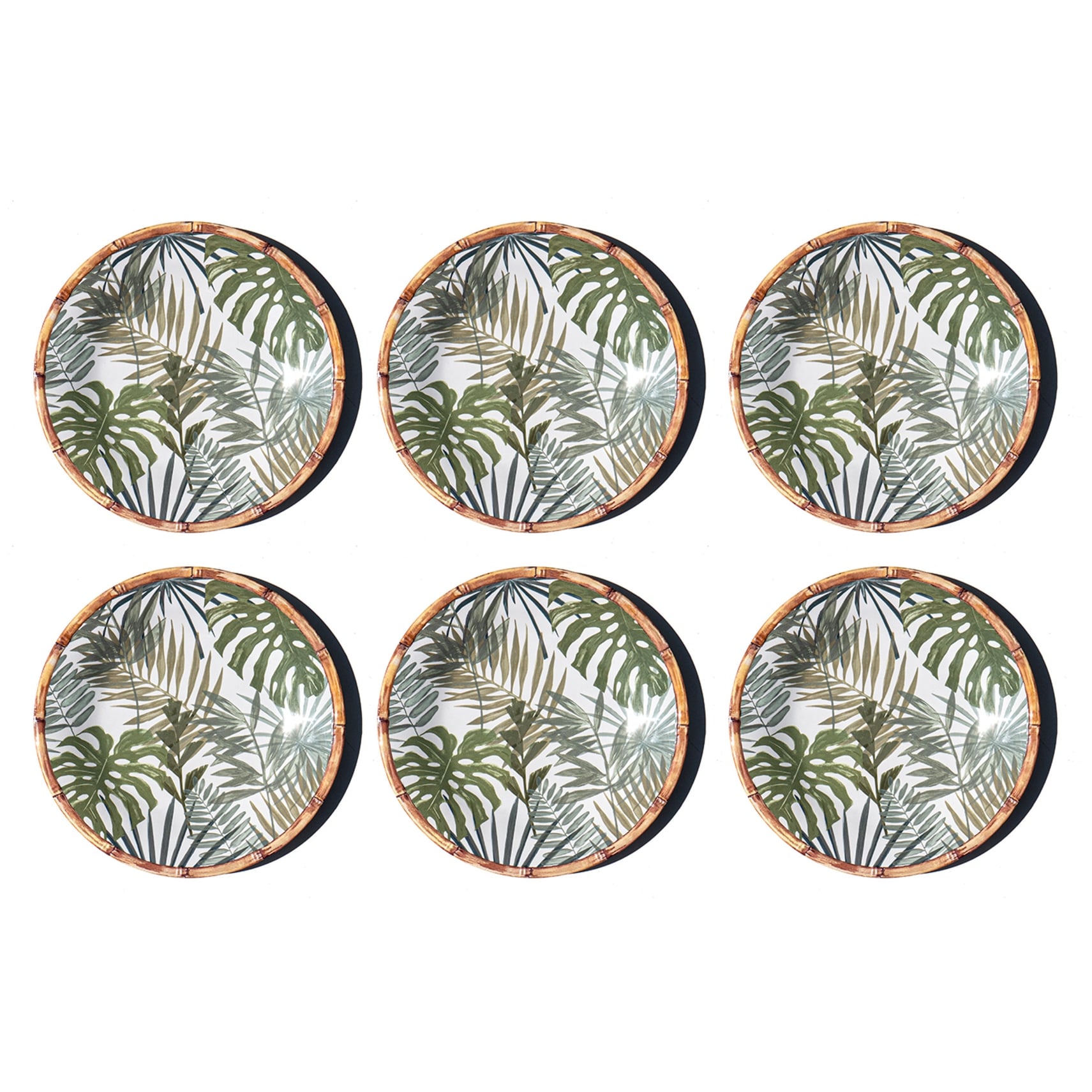 Abode Homewares Rainforest Palm Newwave Melamine Dinner Plate Green 10.5 Set Of 6
