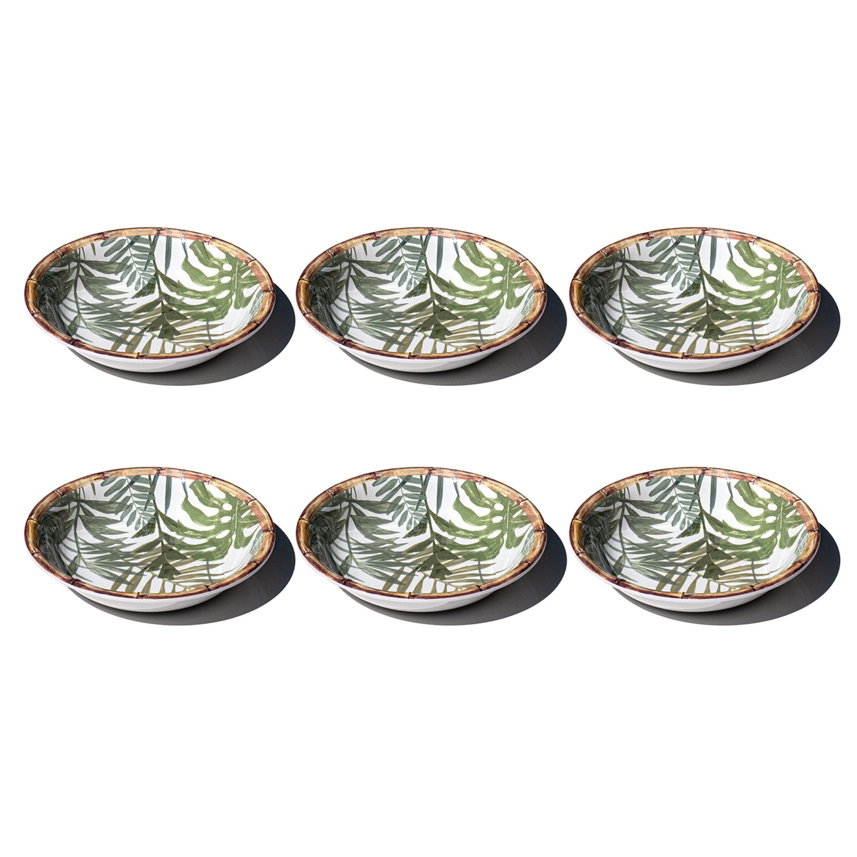 Abode Homewares Rainforest Palm Newwave Melamine Low Bowl Green 8.9 Set Of 6