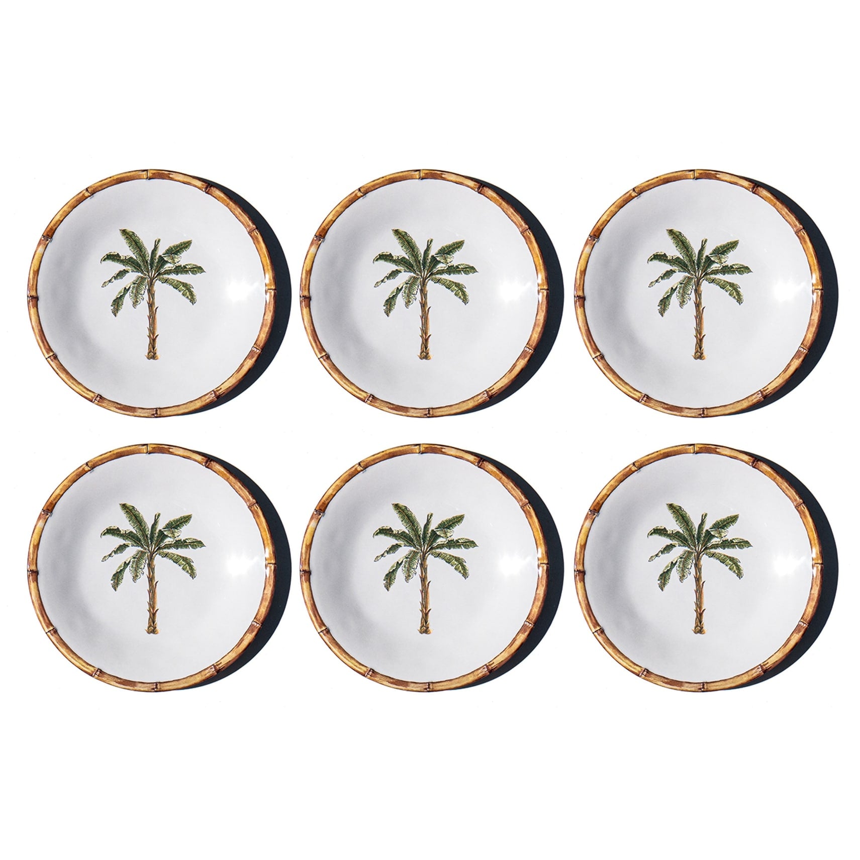 Abode Homewares Rainforest Palm Newwave Melamine Salad Plate Green 8.5 Set Of 6