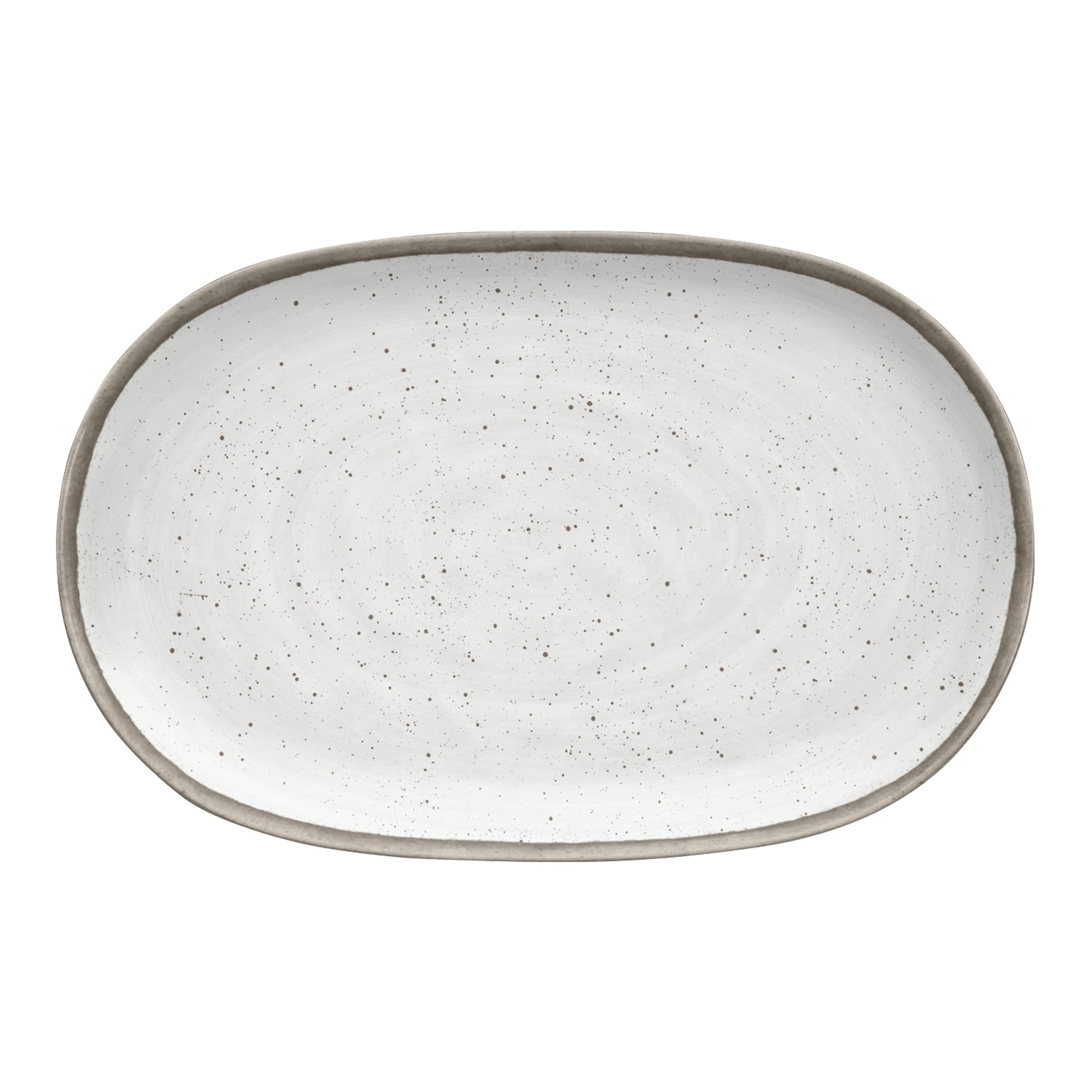 Abode Homewares Retreat Pottery Merge Bamboo Serving Platter White 16.9 X 10.9
