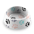 Abode Homewares Retro Paw Print Melamine Pet Bowl White Set Of 2