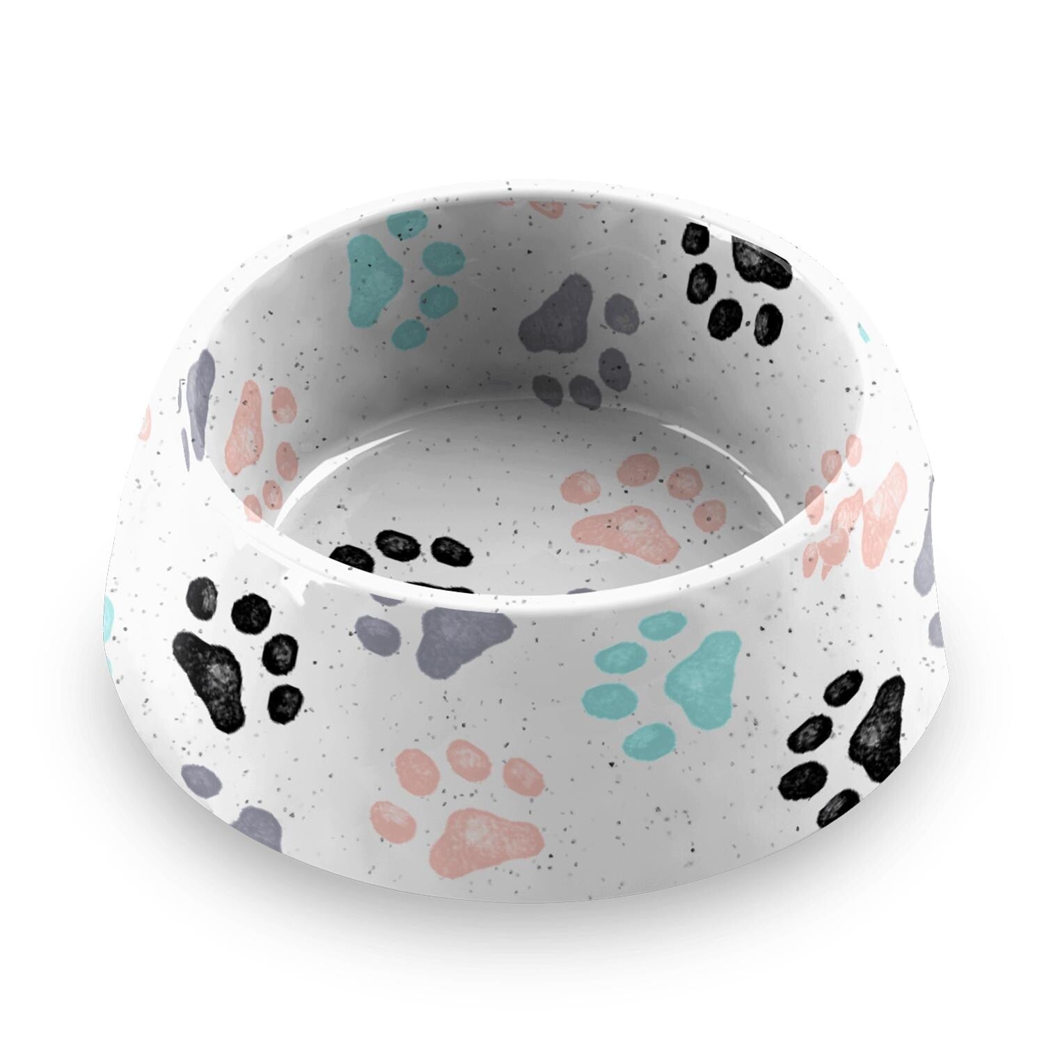 Abode Homewares Retro Paw Print Melamine Pet Bowl White Set Of 2