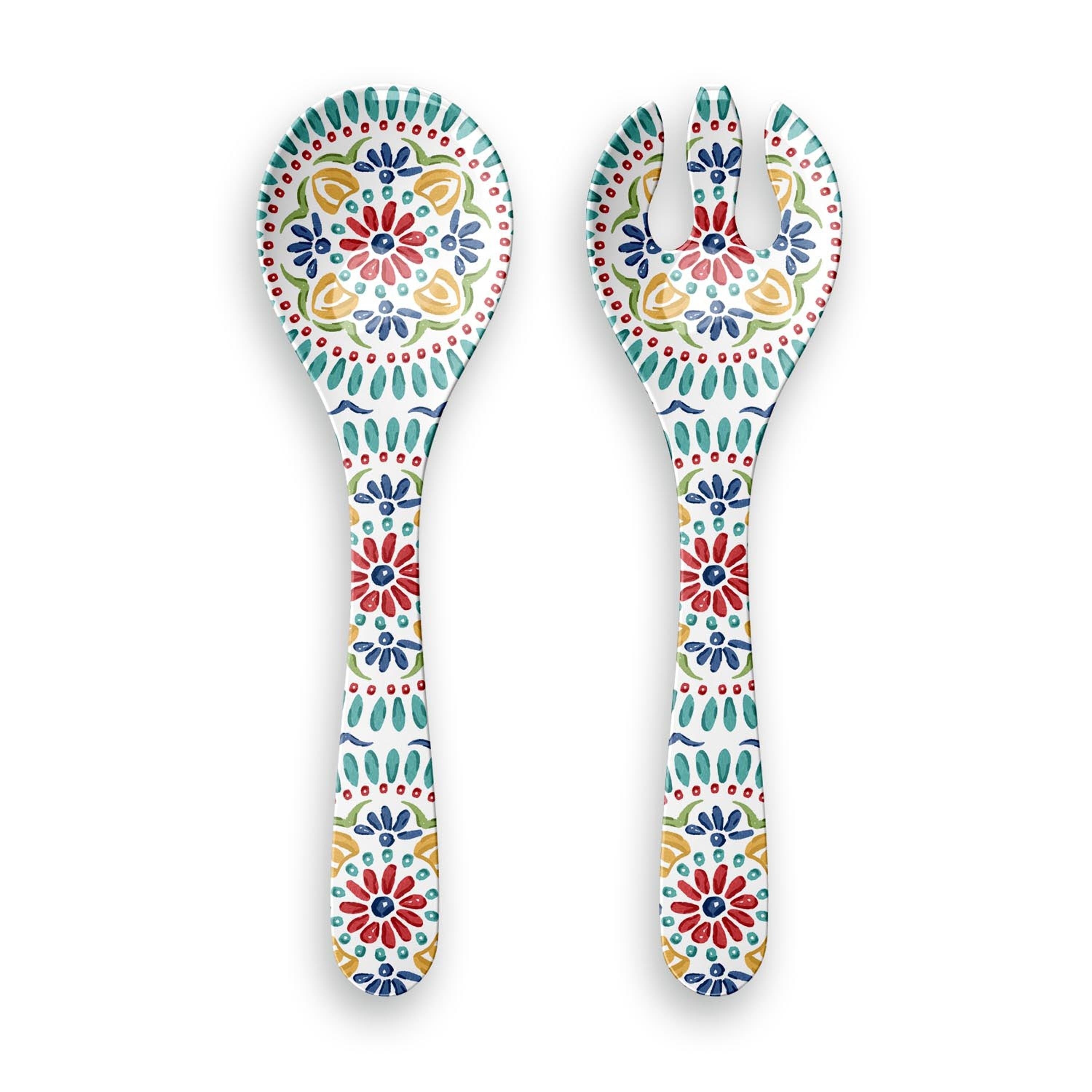 Abode Homewares Rio Medallion Melamine Serving Utensils Multicolor Set Of 2