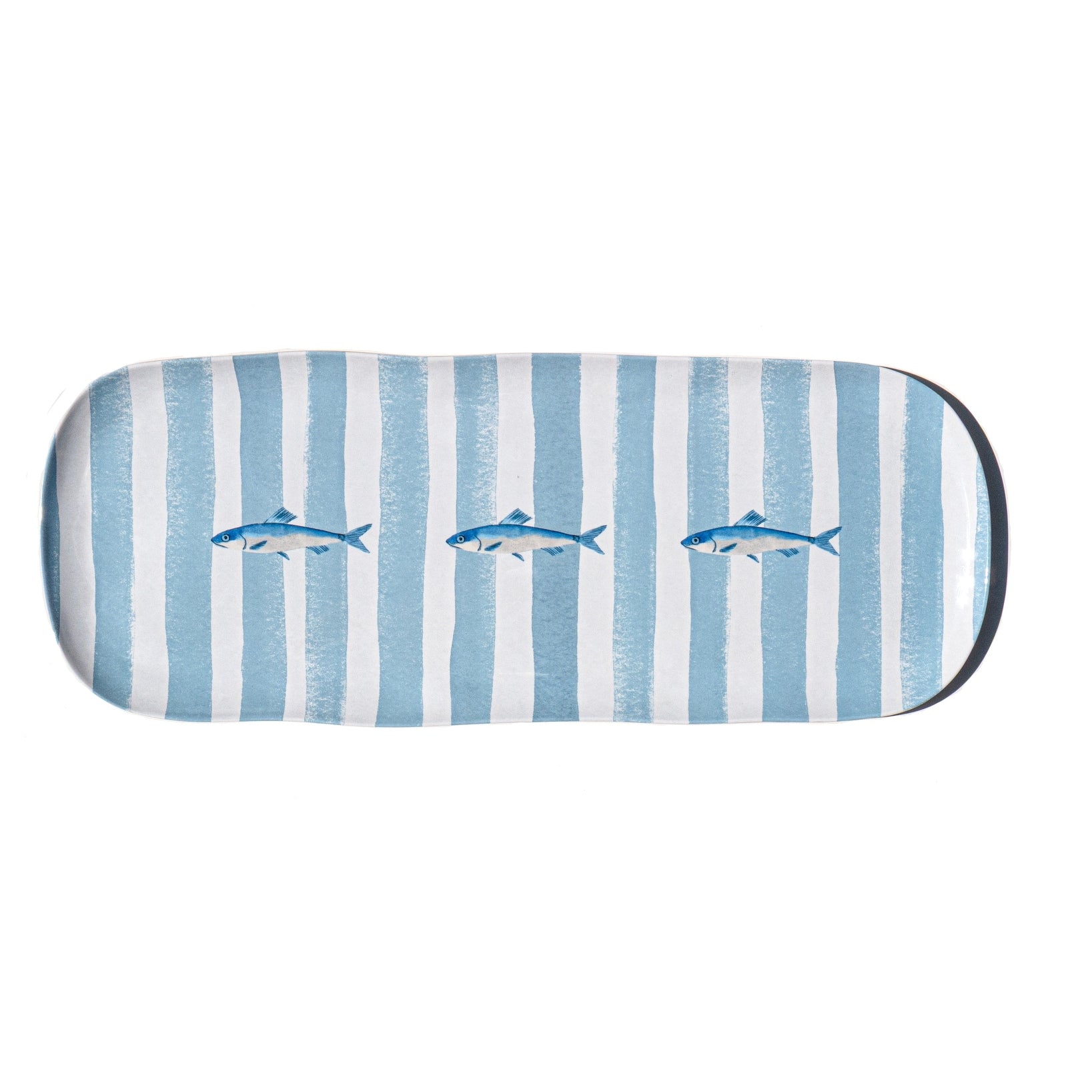 Abode Homewares Sardinia Melamine Stripe Serving Platter Blue 17