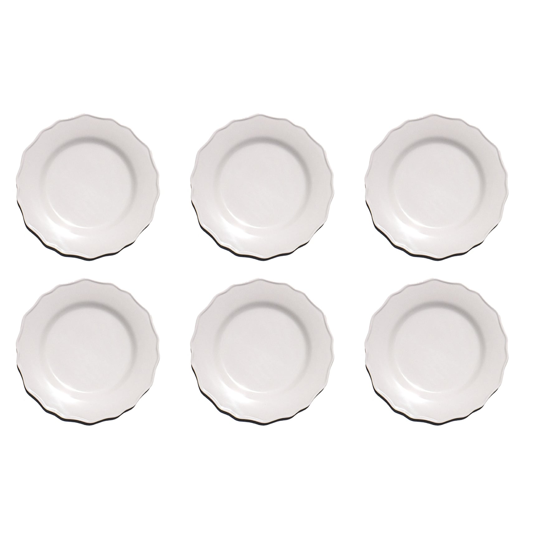 Abode Homewares Scallop Newwave Melamine Salad Plate Cream 8.7 Set Of 6