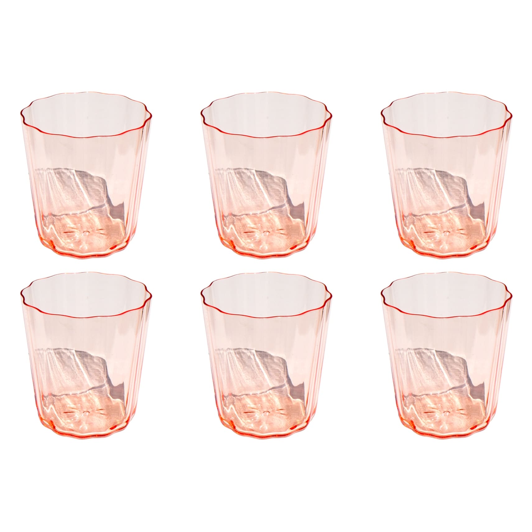Abode Homewares Simple Scallop Acrylic Drinking Glass Pink Set Of 6