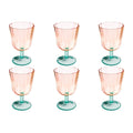 Abode Homewares Simple Scallop Acrylic Wine Glass Pink Green 17 Oz Set Of 6