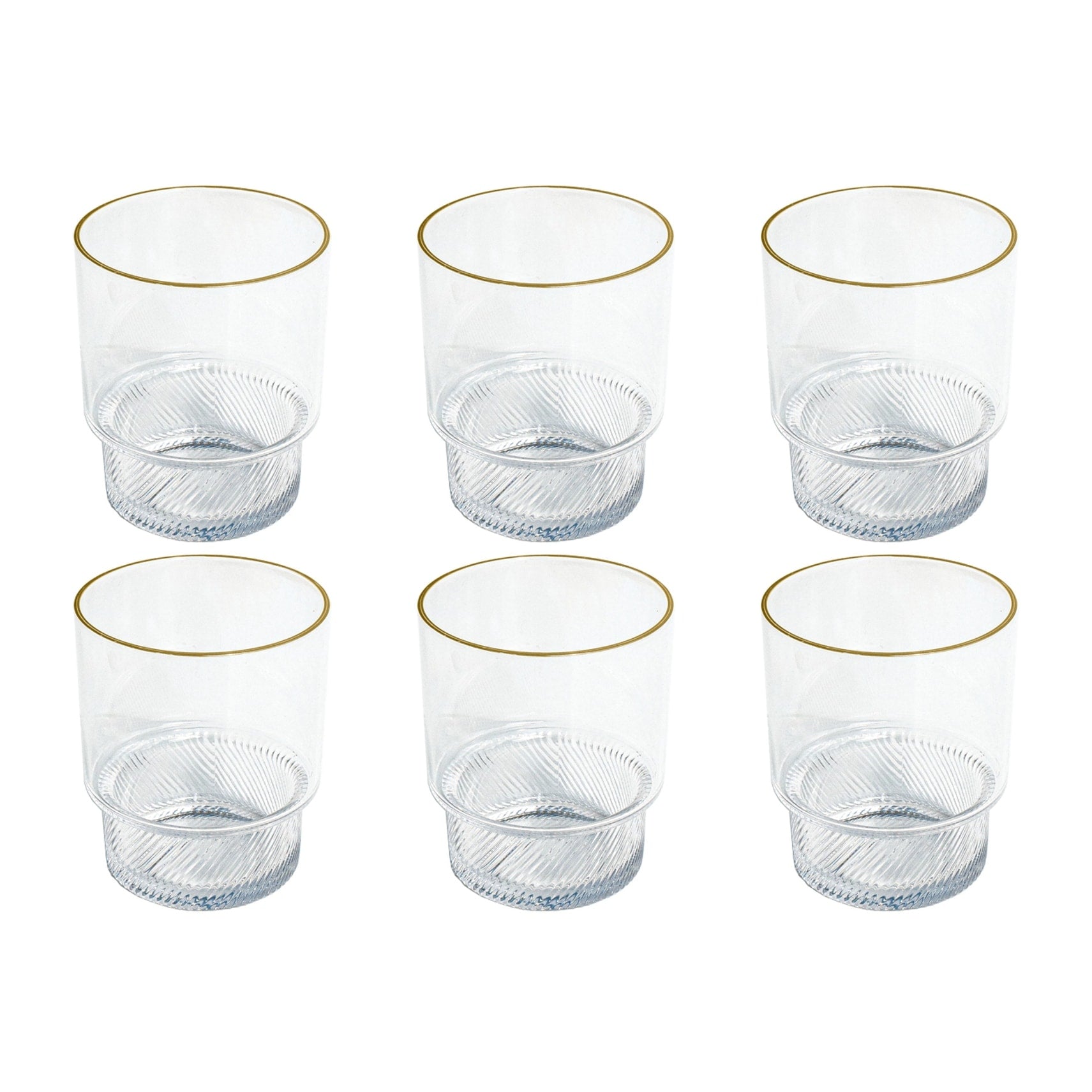Abode Homewares Stax Optic Acrylic Twist Drinking Glass Clear With Gold Rim Set Of 6