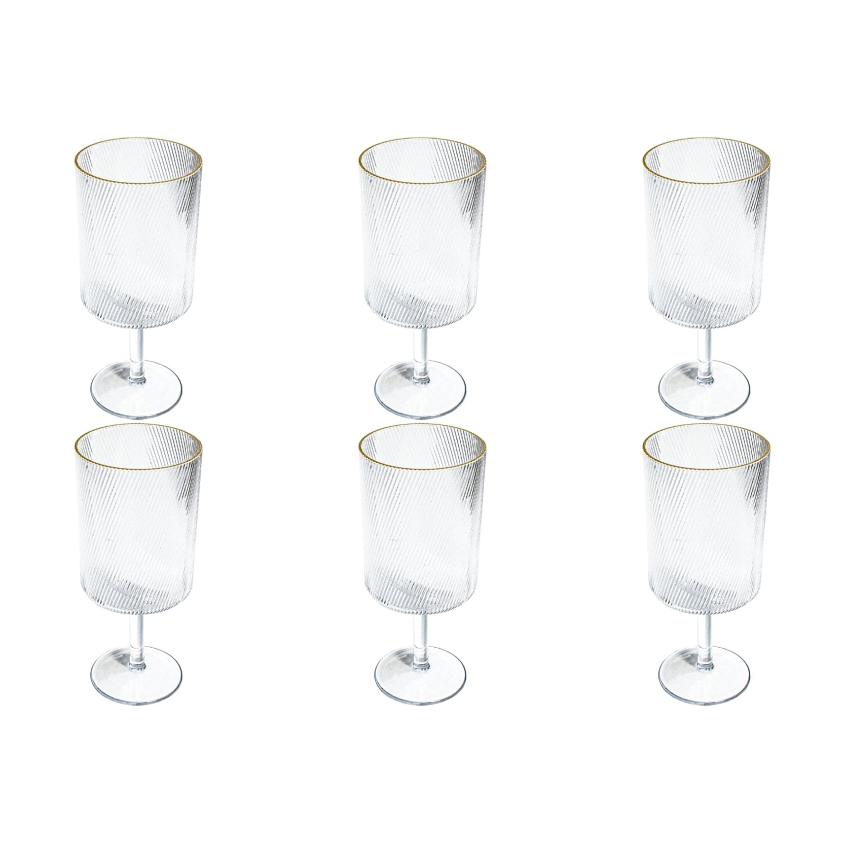 Abode Homewares Stax Optic Acrylic Twist Wine Glass Clear With Gold Rim 21.6 Oz Set Of 6