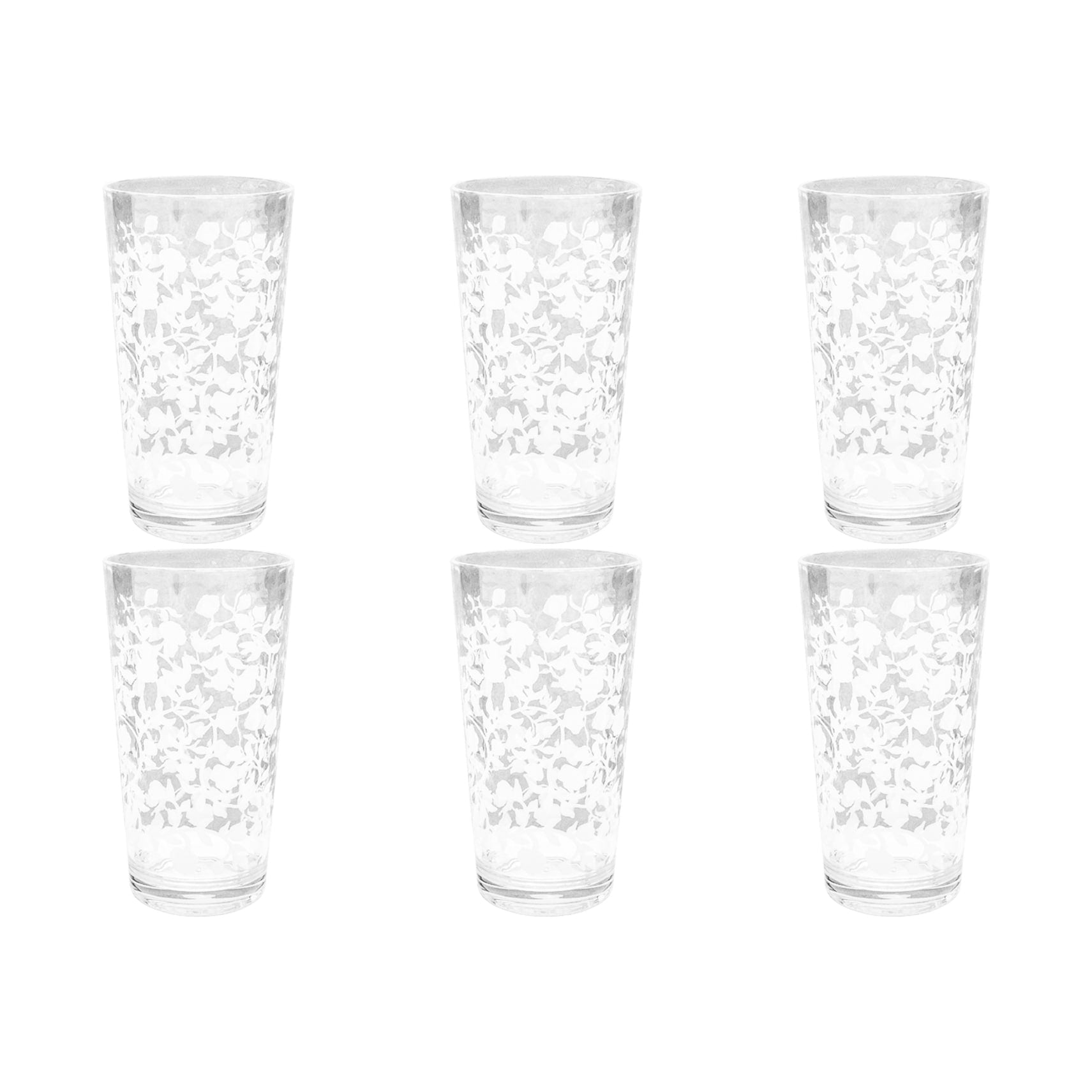 Abode Homewares Vines Acrylic Etch Drinking Glass Clear Set Of 6