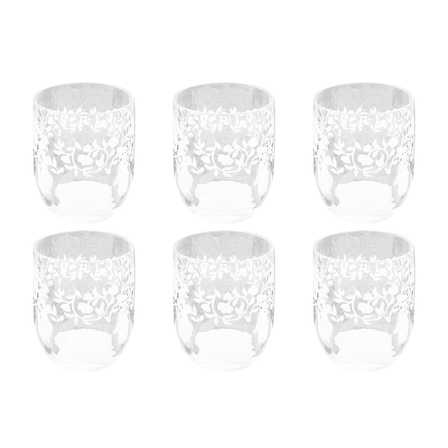 Abode Homewares Vines Acrylic Etch Stemless Wine Glass Clear 14.6 Oz Set Of 6
