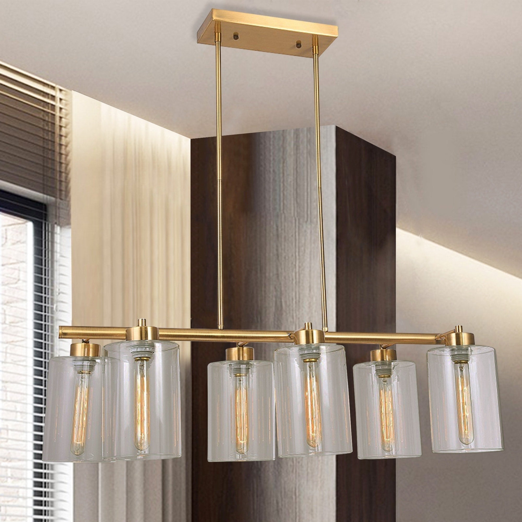 Abose Brushed Brass 6 Light Chandelier