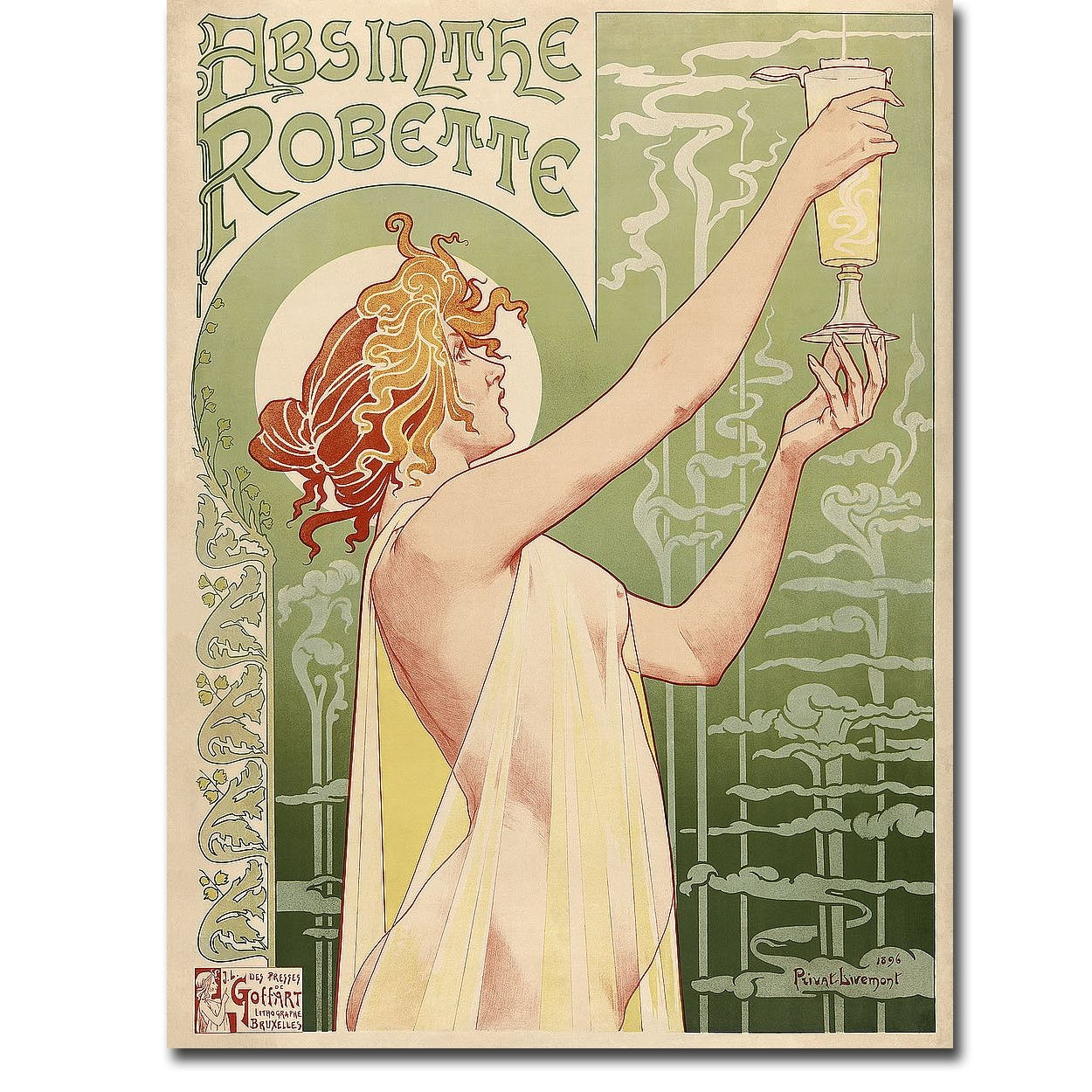 Absinthe Robette By Henri Privat Livemont Gallery Wrapped Canvas Giclee Art 32 In X 24 In