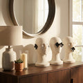 Abstract 3 Heads Resin Sculpture Set Of 3 16 Black White 16.0