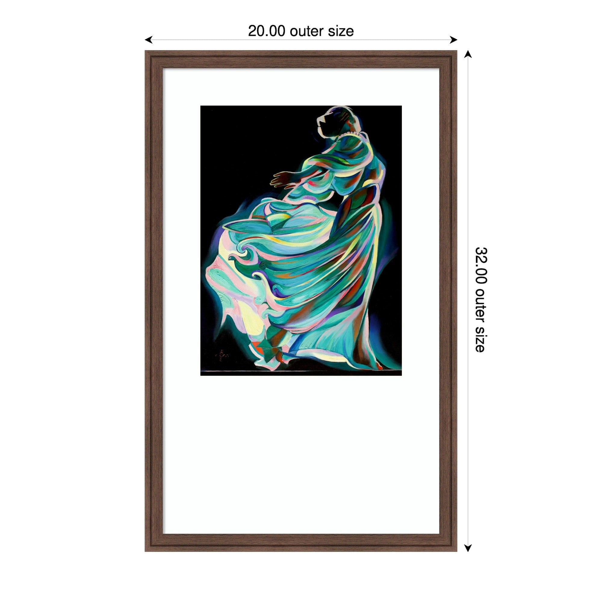 Abstract A Dancer In Motion By Corne Akkers Wood Framed Wall Art Print