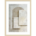 Abstract Beige White Geometric Marble Minimal By Tradelink Inhouse Artist Wood Framed Wall Art Print