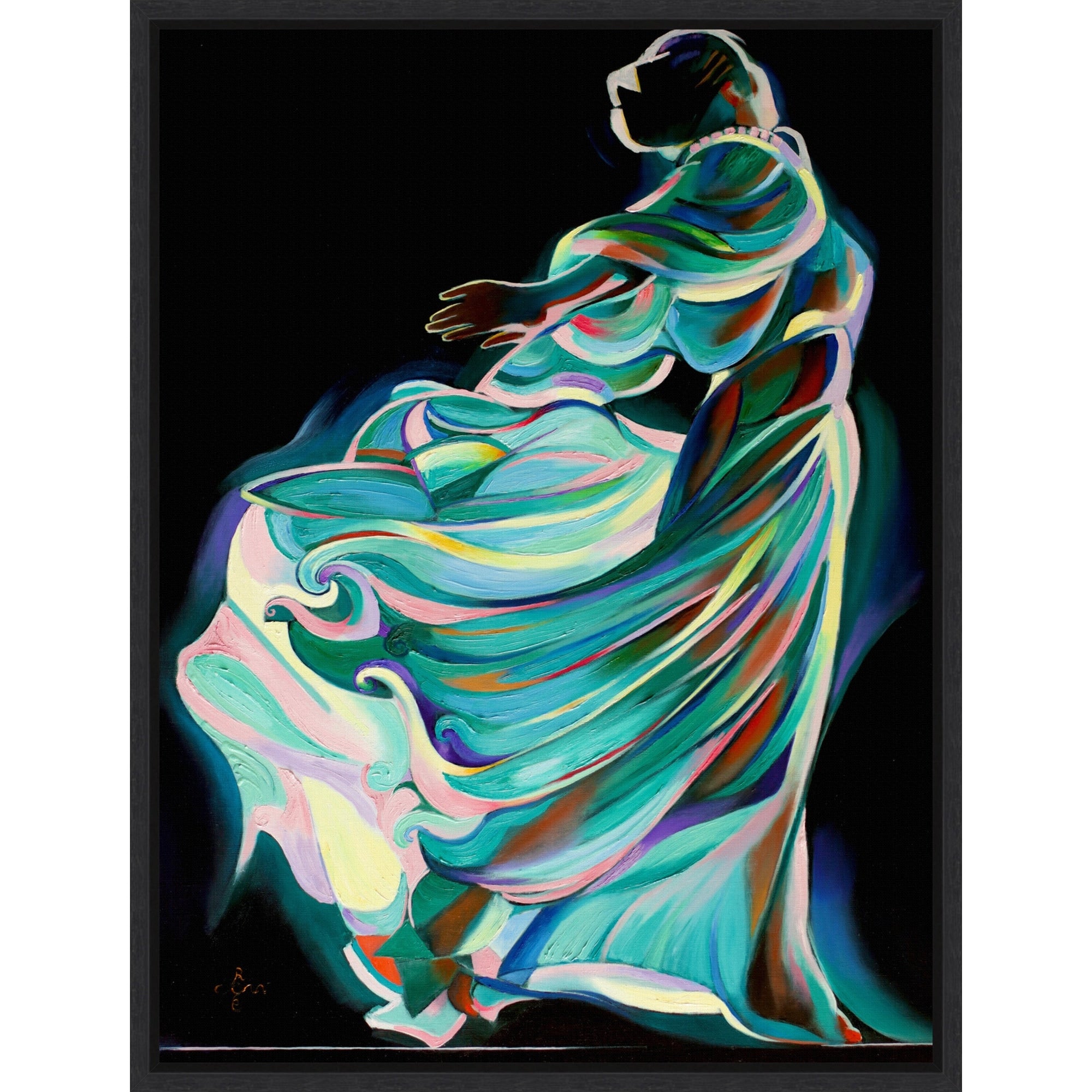 Abstract Depiction Of A Dancer In Motion By Corne Akkers Framed Canvas Wall Art