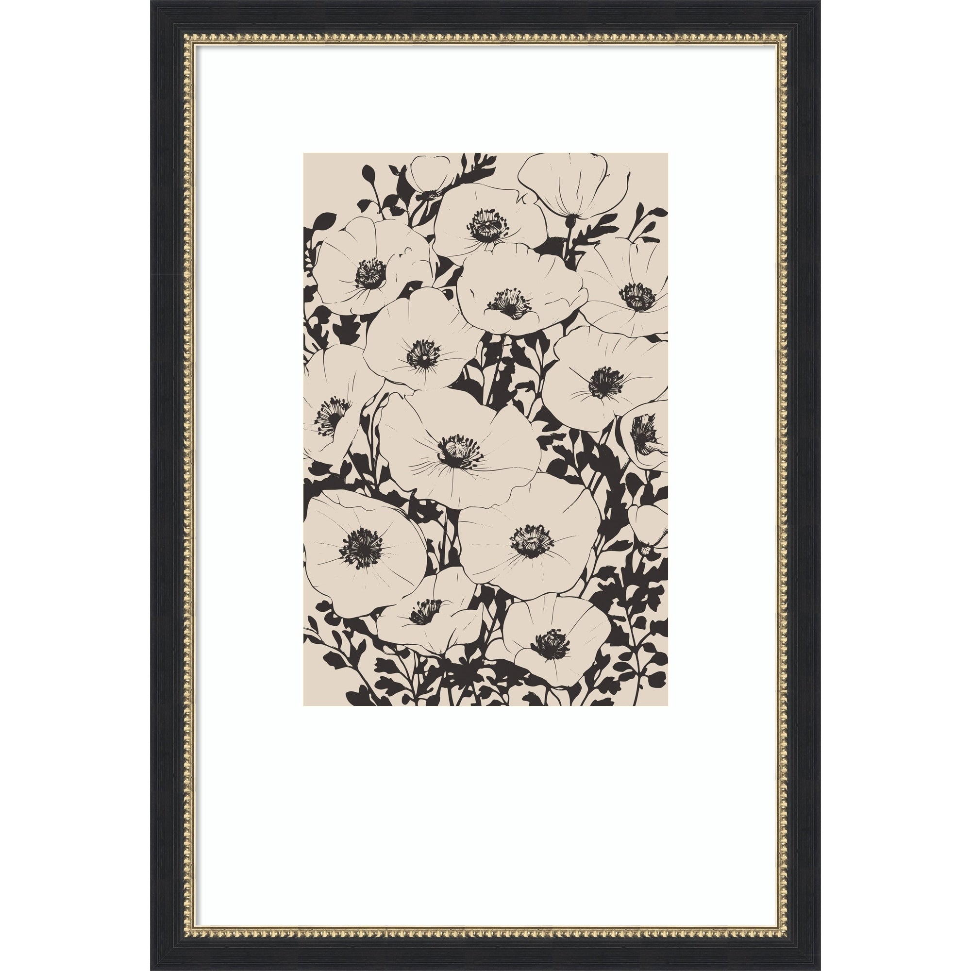 Abstract Floral Flower Pattern By Melloi Art Prints Wood Framed Wall Art Print