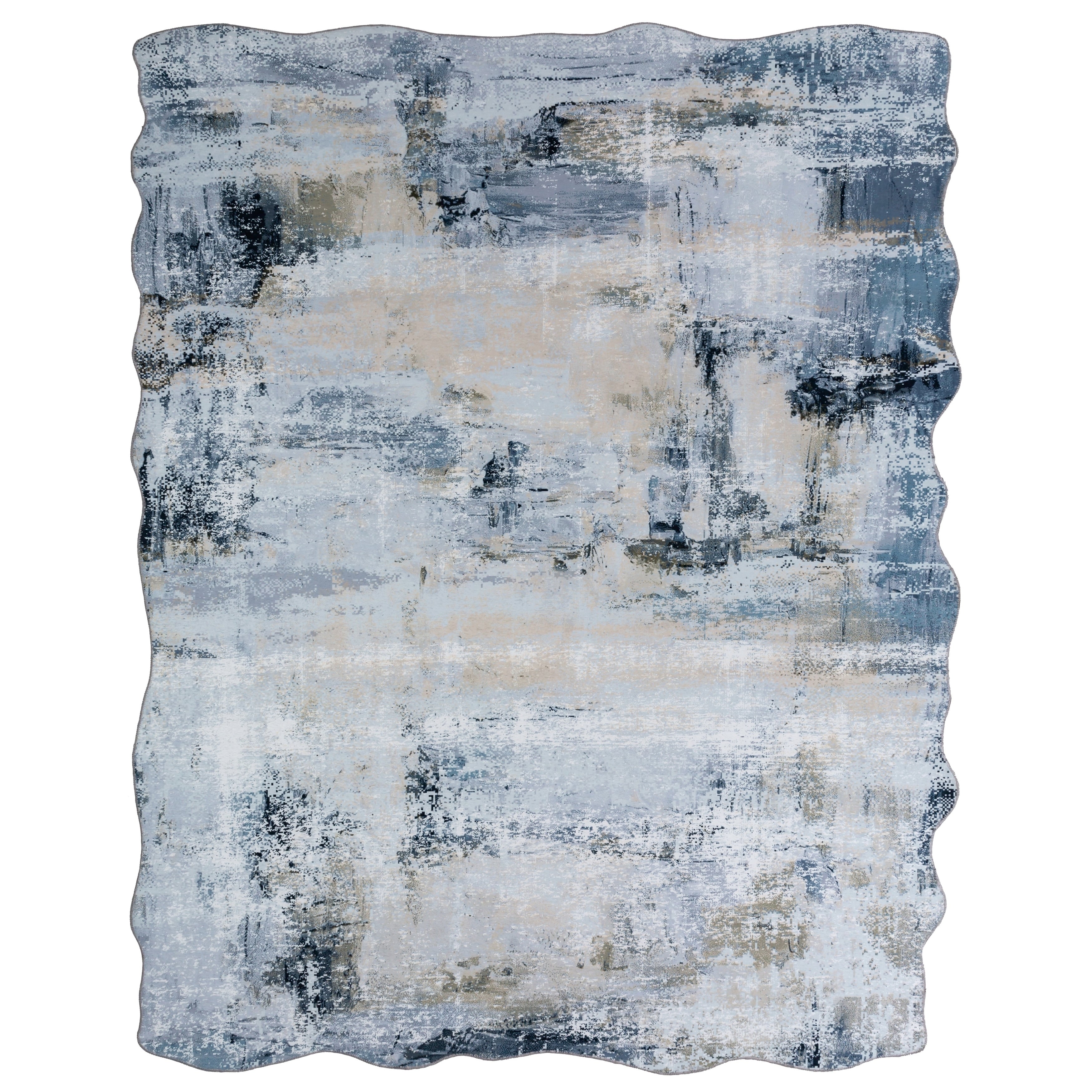 Abstract Grey Blue Area Rug