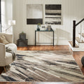 Abstract Grey Strie Area Rug