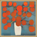 Abstract Orange Flowers By Elena Ray Framed Mounted Canvas Wall Art Print
