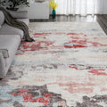 Abstract Red Gold Area Rug