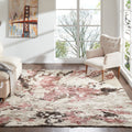 Abstract Shag Pink White Area Rug