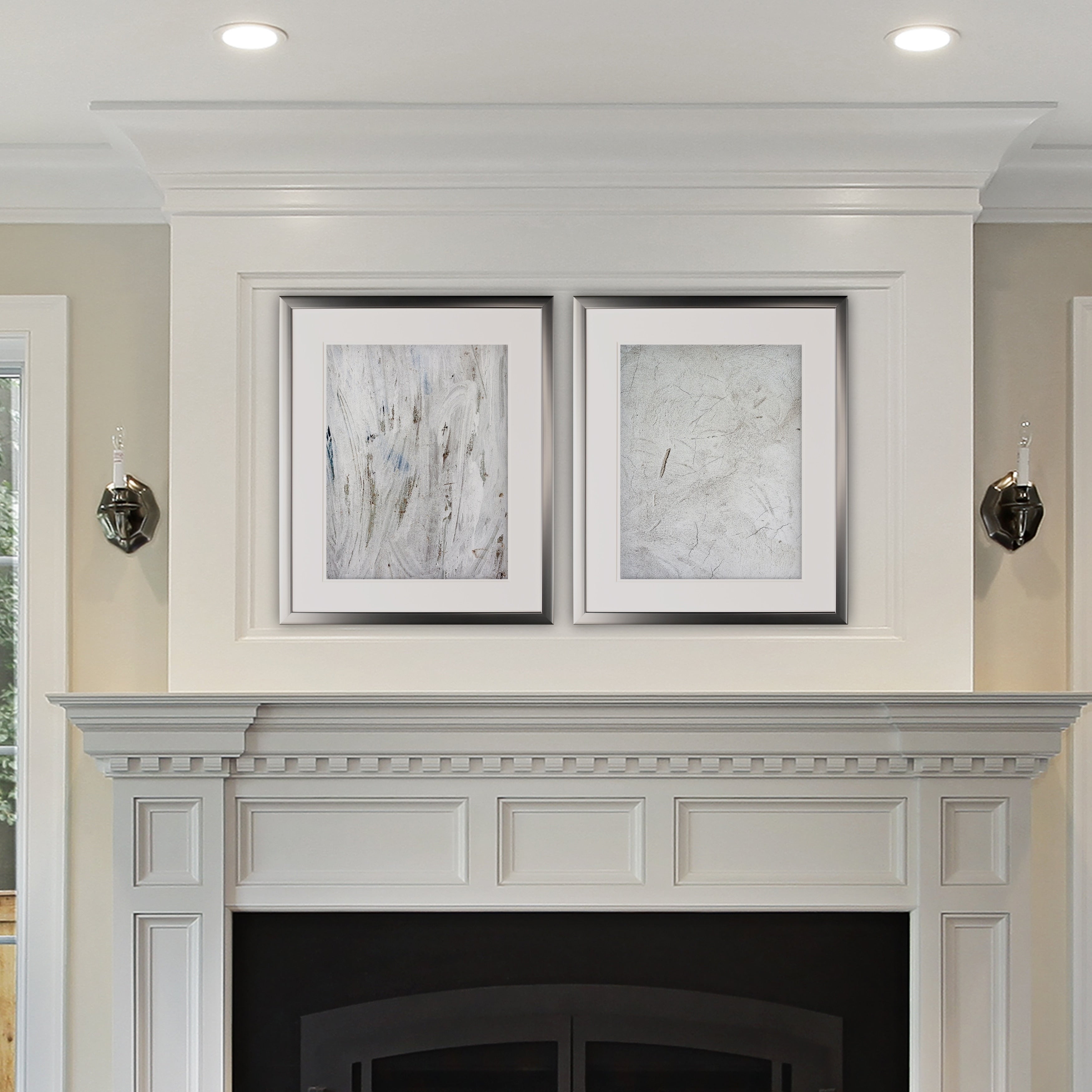 Abstract Stone I 2 Piece Set Silver Frame