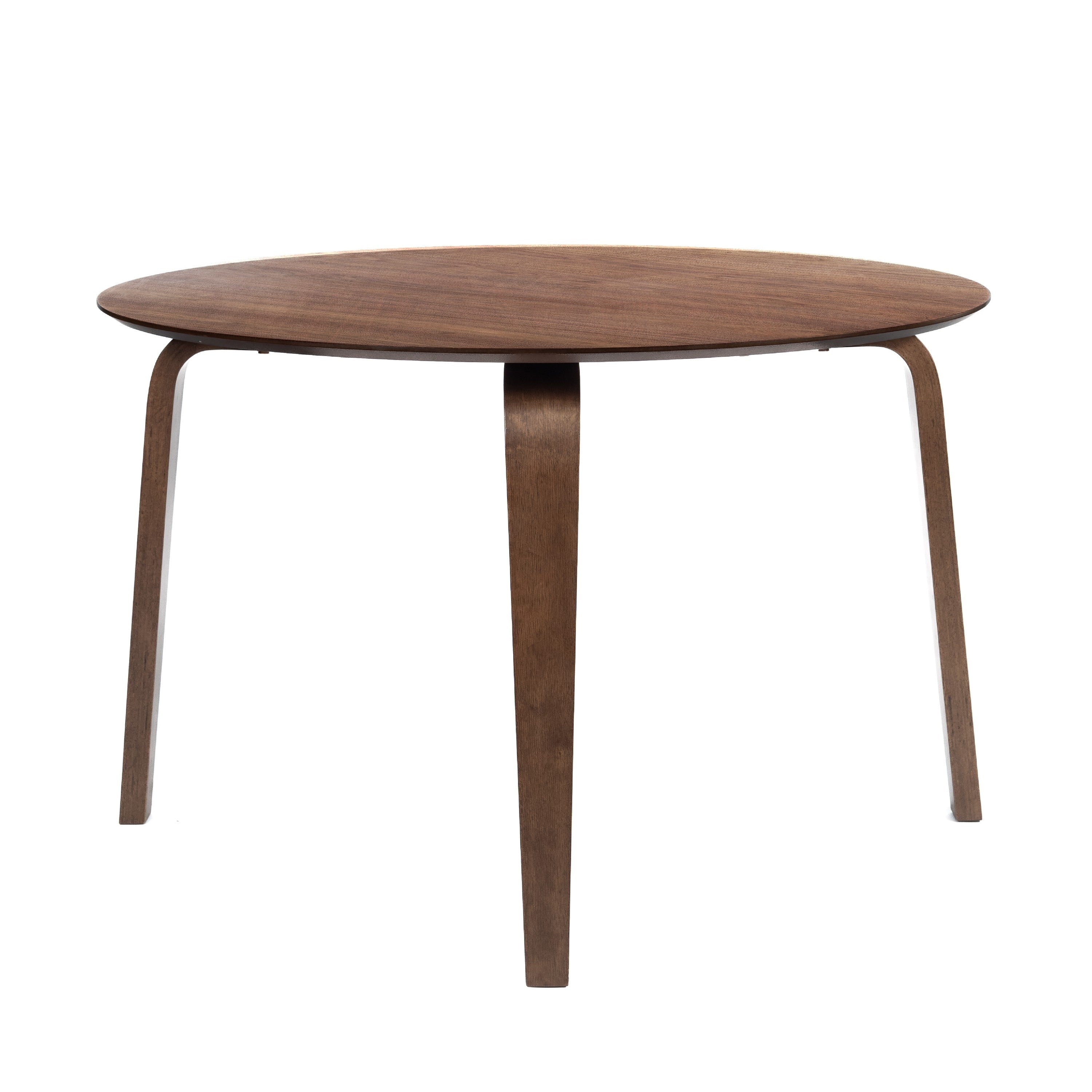 Aby Dining Table 47 Inch Round Top Rustic Walnut Brown Splayed Legs