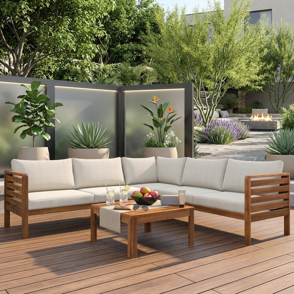 Acacia L Shape Outdoor Conversation Set By Leisure Zone