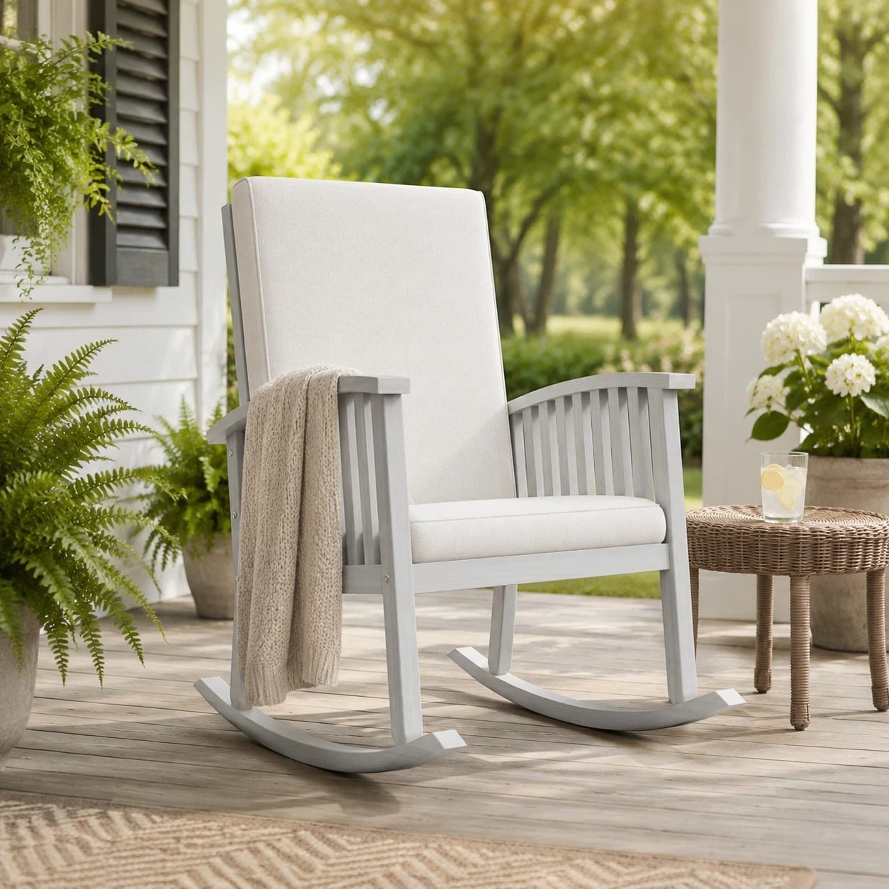 Acacia Rocking Chair Comfortable Upholstered Rocking Chair In Country Style