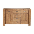 Acacia Wood Sideboard With Four Drawers And Side Cabinets Brown