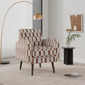 Accent Arm Chair Stripe Pattern With Dark Brown Solid Wood Legs