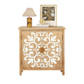 Accent Cabinet With Floral Carved Doors 2 Door Wooden Storage Cabinet Sideboard With Shelves For Living Room Entryway