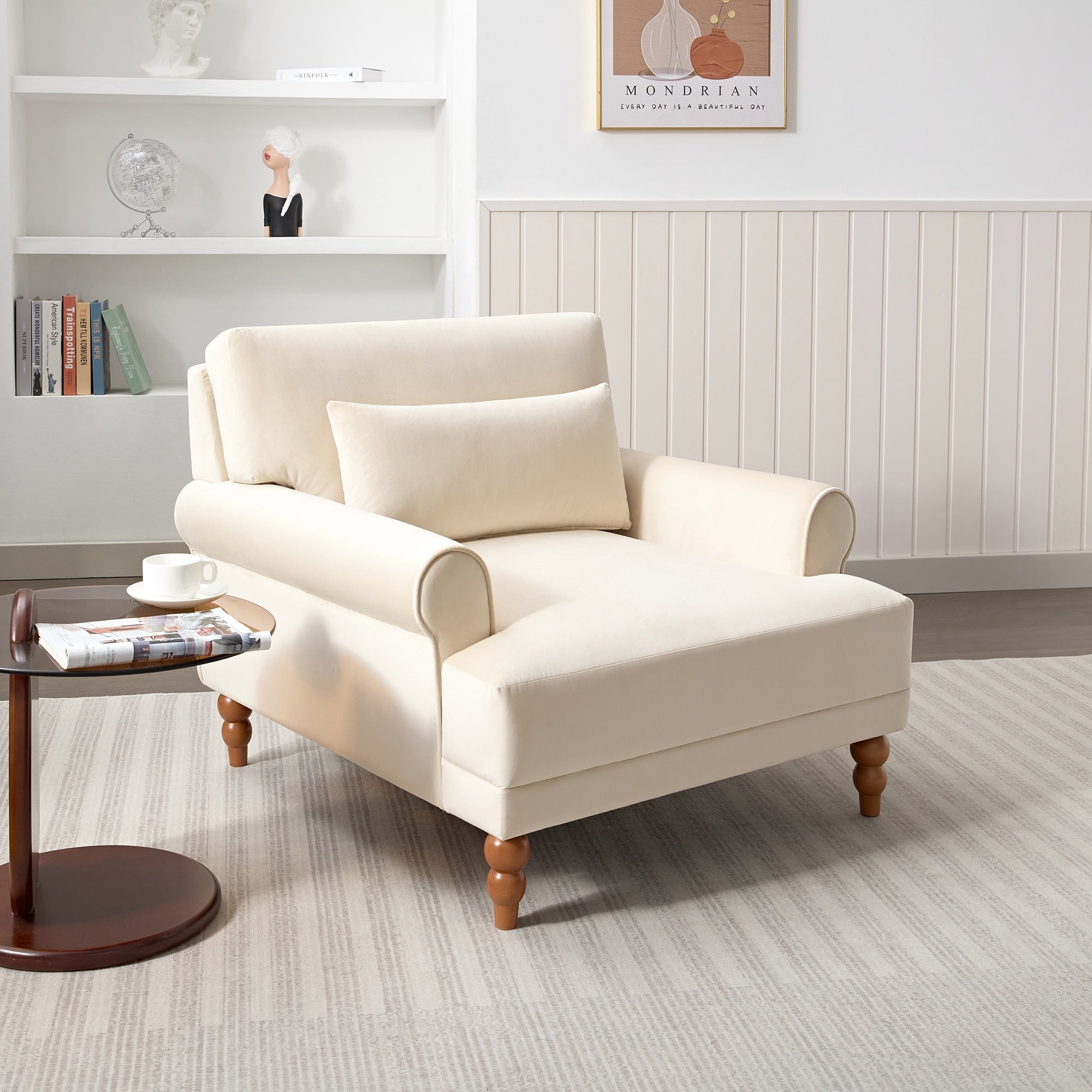 Accent Chair Padded Chair Reading Chair With Lumbar Support Velvet Arm Chair Reception Chair Sofa Chair