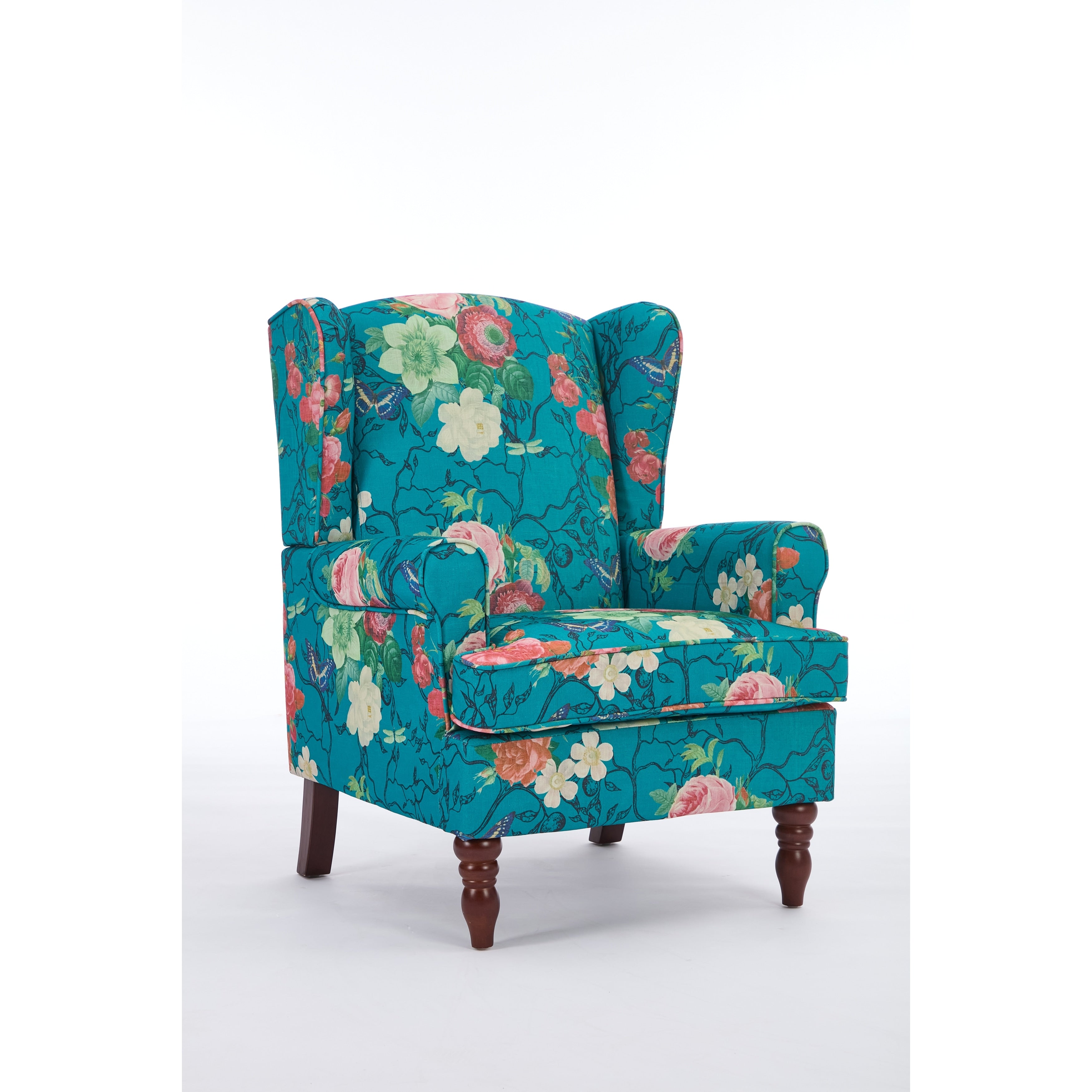 Accent Chair Side Chair Reception Chair With Wood Legs Cyan Single Sofa Chair Leisure Chair Office Chair