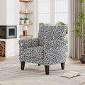 Accent Chair In Curly Vine Pattern With Dark Brown Solid Wood Legs