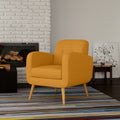Accent Chair In Yellow Linen With Natural Solid Wood Legs