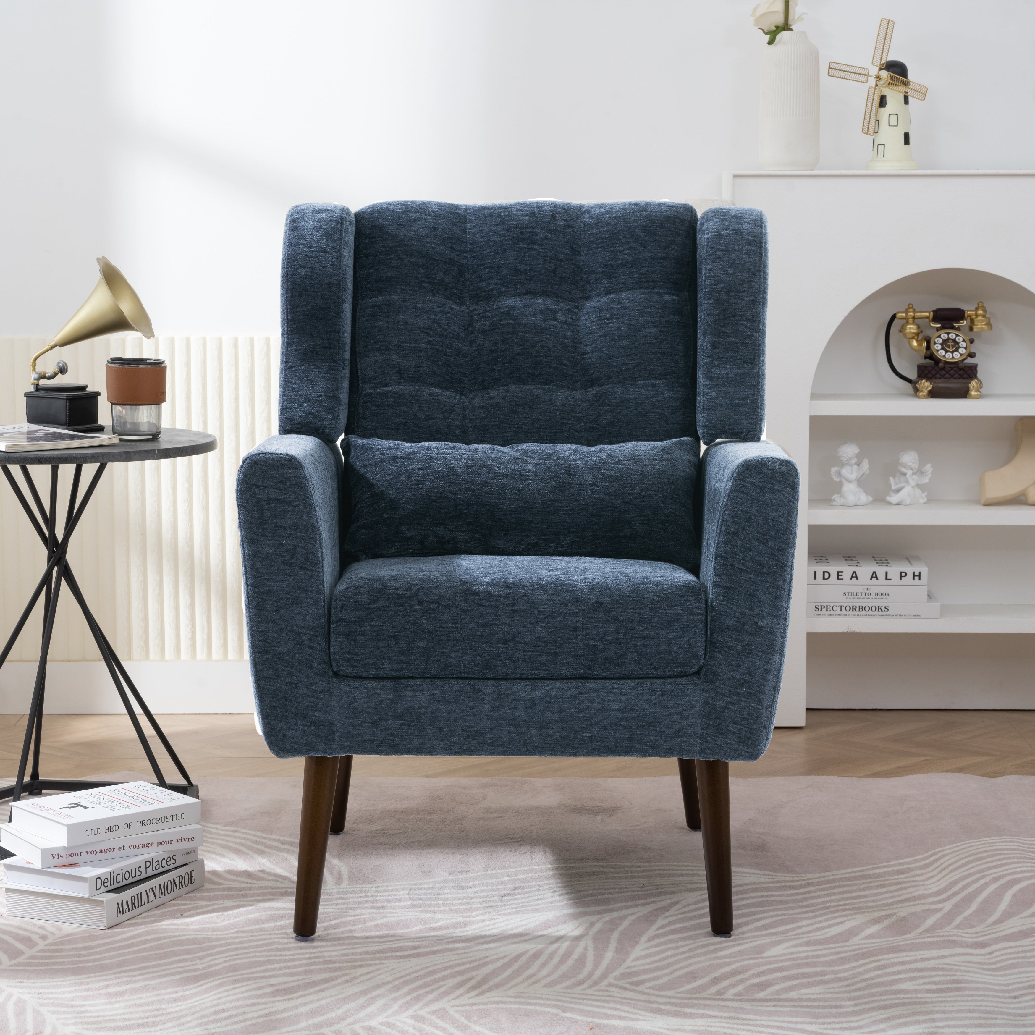 Accent Chair Chenille Arm Chairs For Living Room Upholstered Mordern Armchair Comfy Soft Padded Lounge Chair In Small Space