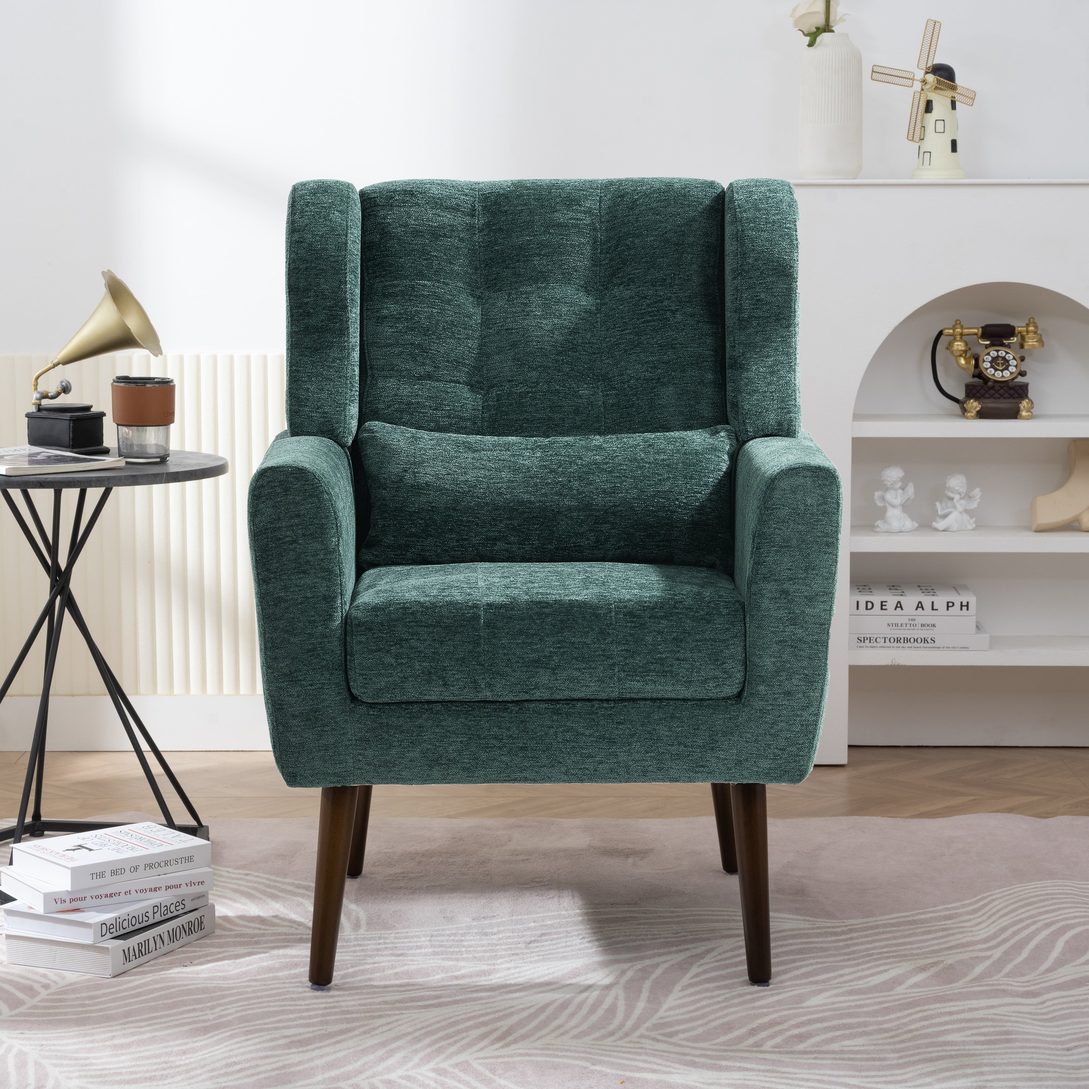 Accent Chair Chenille Arm Chairs For Living Room Upholstered Mordern Armchair Comfy Soft Padded Lounge Chair In Small Space