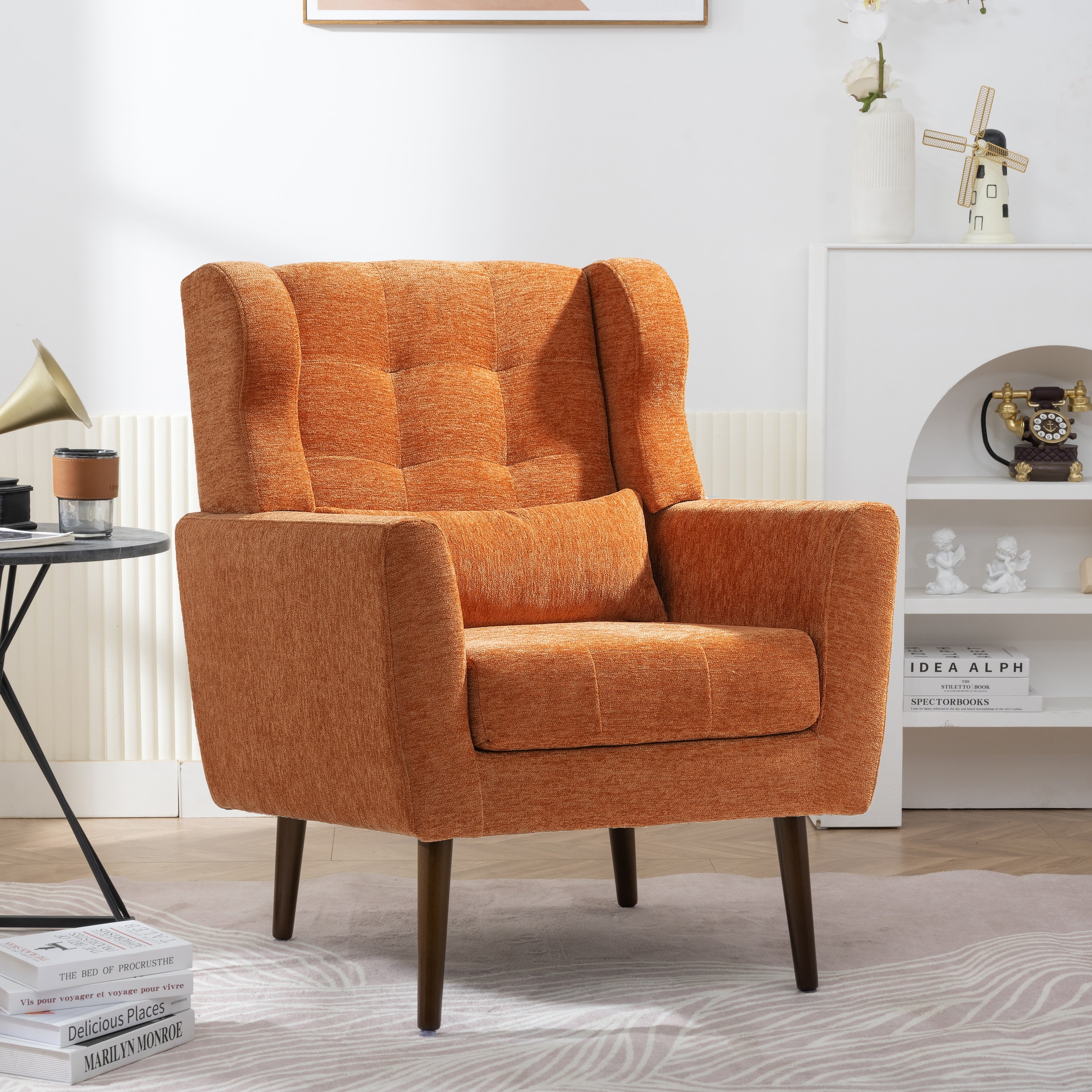Accent Chair Chenille Arm Chairs For Living Room Upholstered Mordern Armchair Comfy Soft Padded Lounge Chair In Small Space