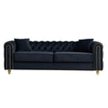 Accent Couch 3 Seater Sofa Couch With Pillows Vintage Settee Black Lounge Sofa Couch For Living Room