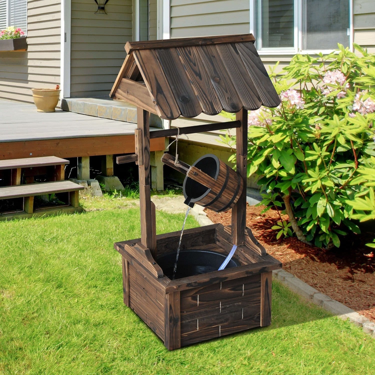 Outsunny Accent Rustic Wishing Well Fountain