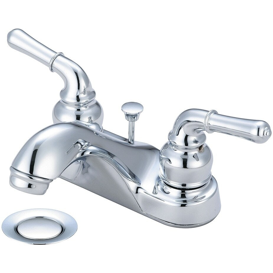 Accent Two Handle Low Arc Bath Faucet With Brass Pop Up Drain