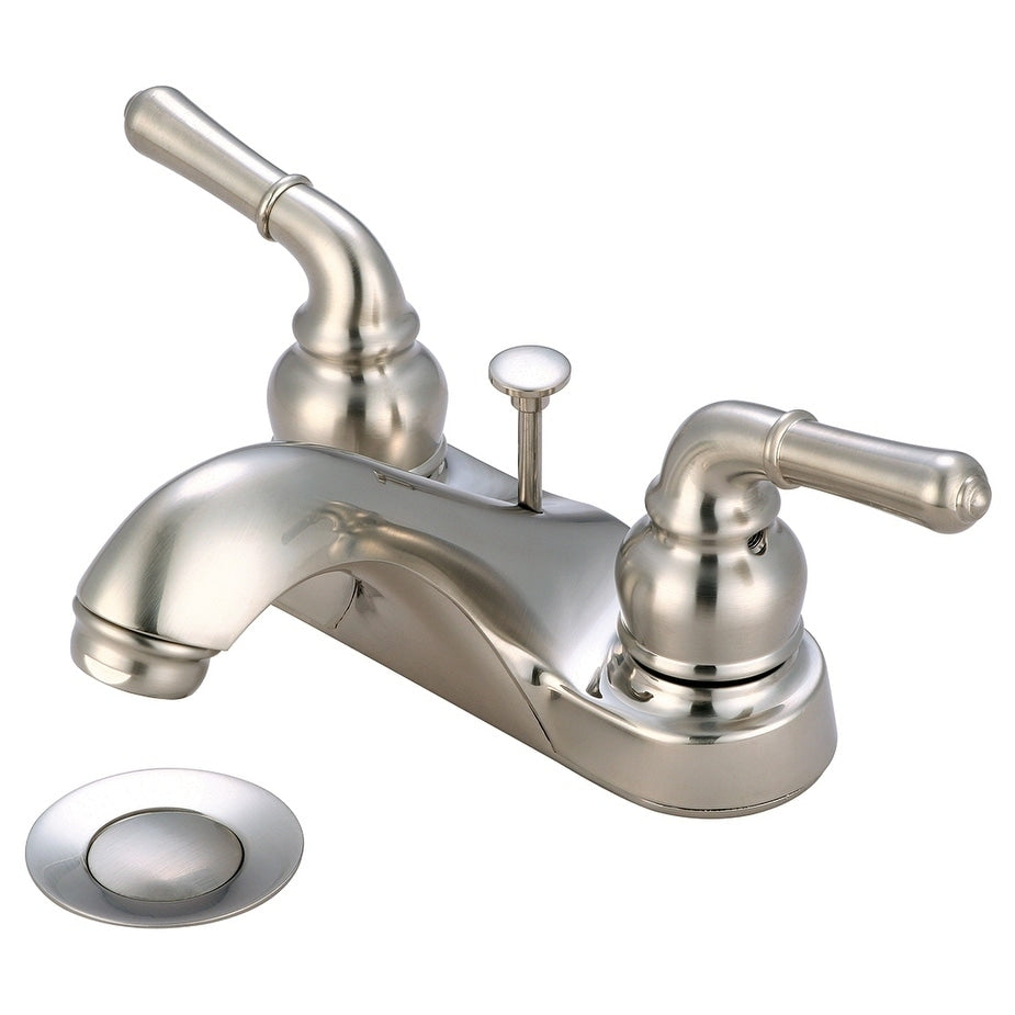 Accent Two Handle Low Arc Bath Faucet With Pop Up Drain