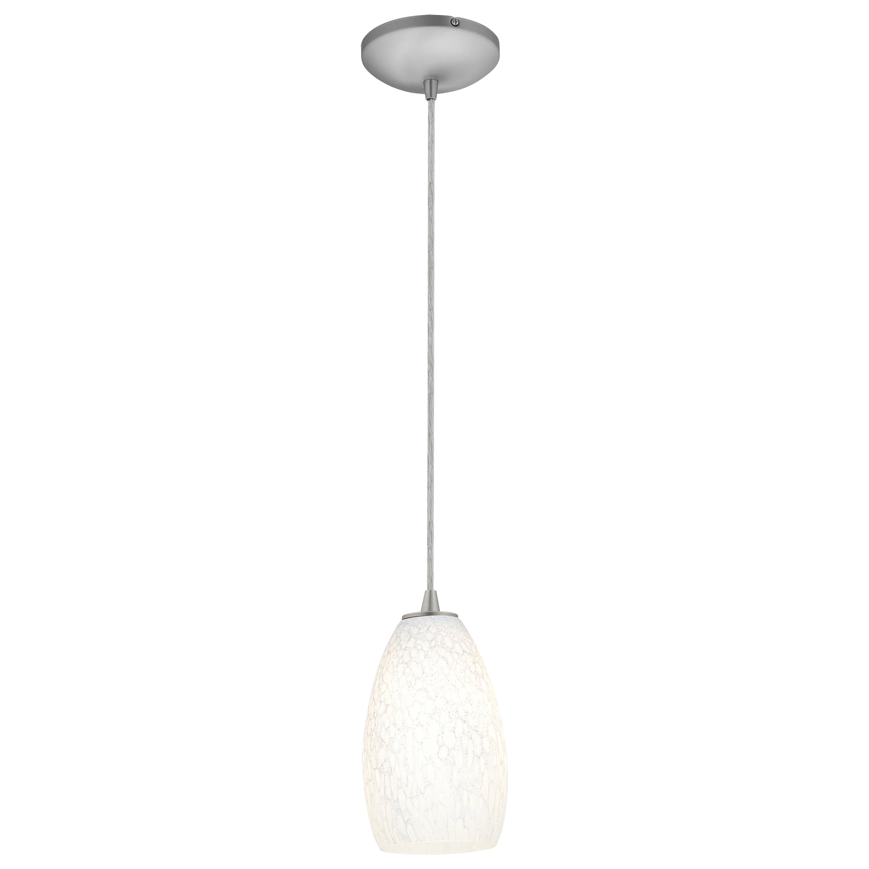 Access Lighting Champagne Steel Led Cord Pendant White Stone Shade