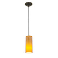 Access Lighting Glassn Glass Cylinder 1 Light Oil Rubbed Bronze Cord Pendant With Clear Amber Glass