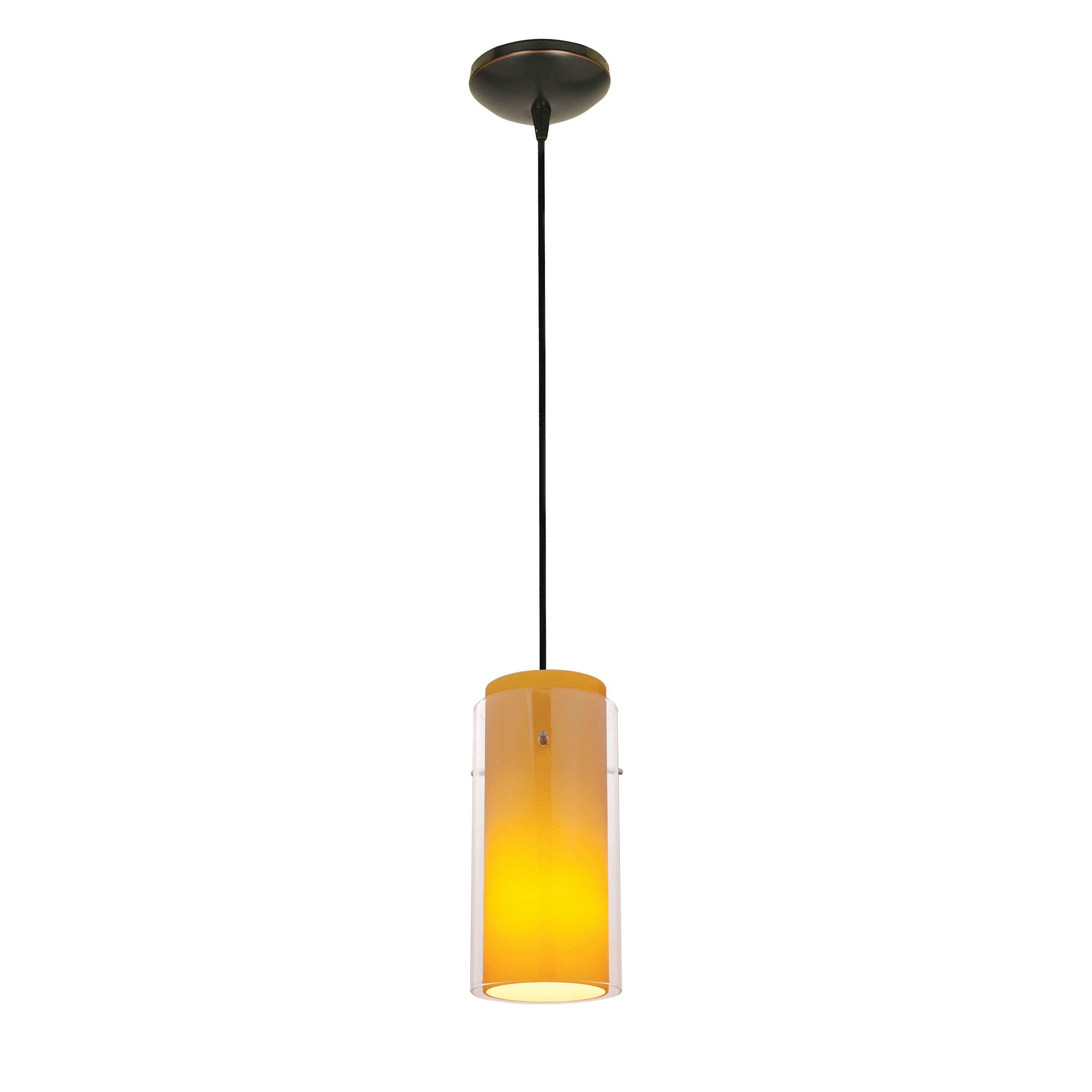 Access Lighting Glassn Glass Cylinder 1 Light Oil Rubbed Bronze Cord Pendant With Clear Amber Glass