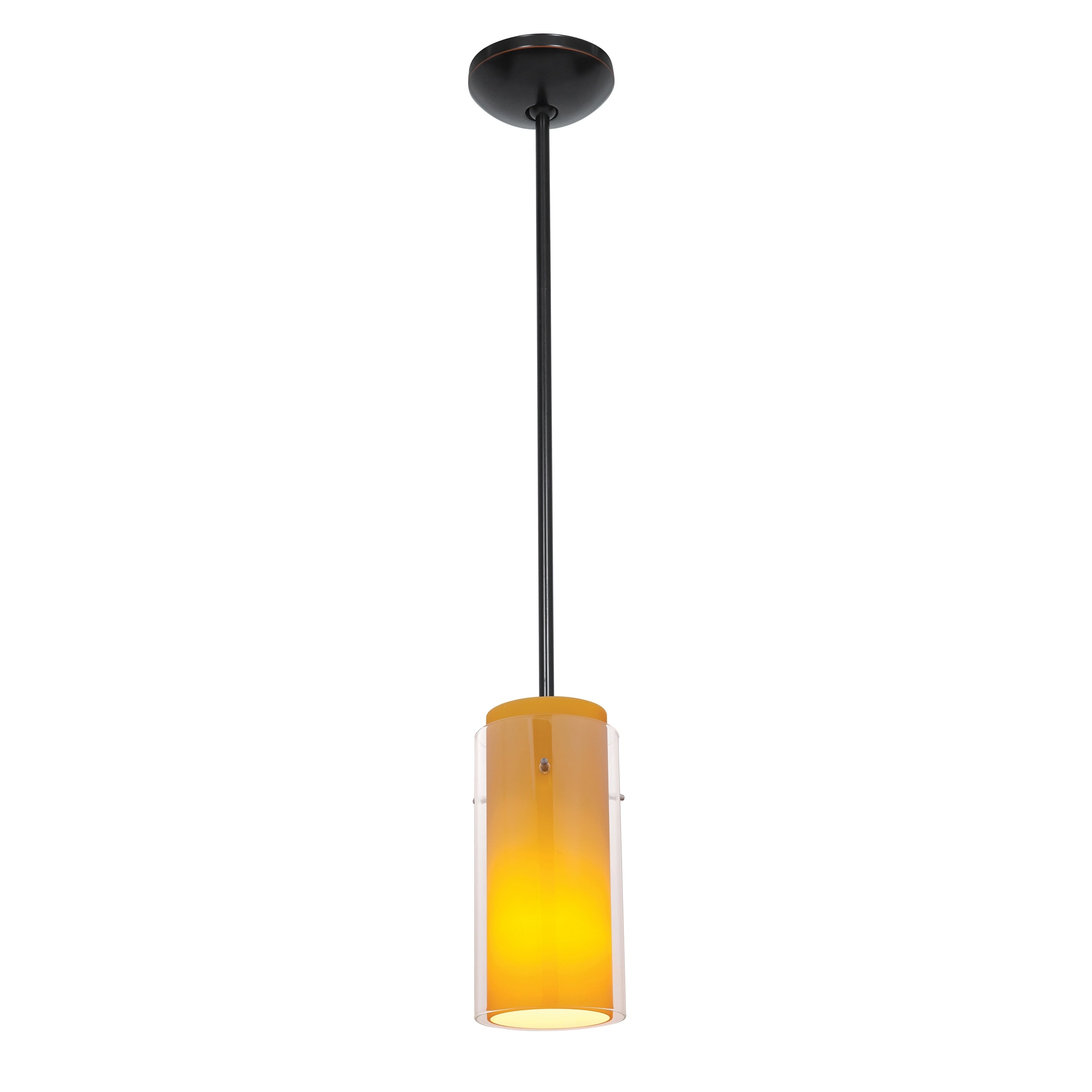 Access Lighting Glassn Glass Cylinder 1 Light Oil Rubbed Bronze Rod Pendant With Clear Amber Glass